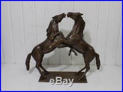 Vintage Grand Art Nouveau Sculpture en Bronze Canards Cheval C Koblischek 20. JHD